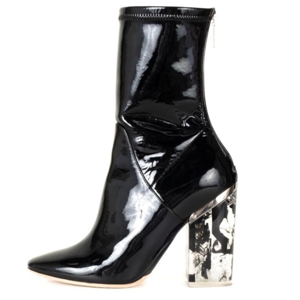 Dior black patent leather ankle booties